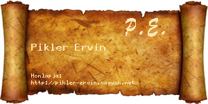 Pikler Ervin névjegykártya
