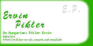 ervin pikler business card